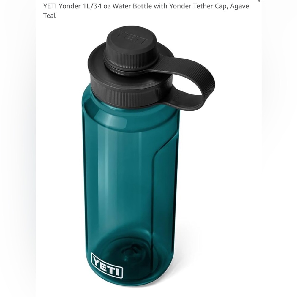 1L YETI Agave Teal Bottle with Yeti Yonder Tether Strap Cap Loop Handle